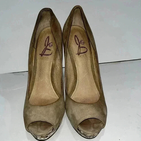 Joan and David Dadelsa peep toe suede and snake heel shoes Italian made - Picture 9 of 9